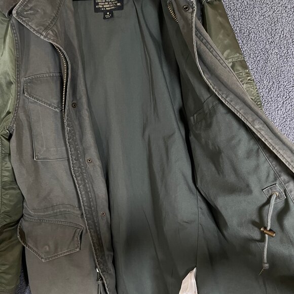 Alpha Industries Field Military Hooded Full Zip Jacket - Men's Size M - Green - Picture 3 of 14